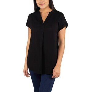 NEW Rachel Roy Short Sleeve V-Neck Tunic Top | Black